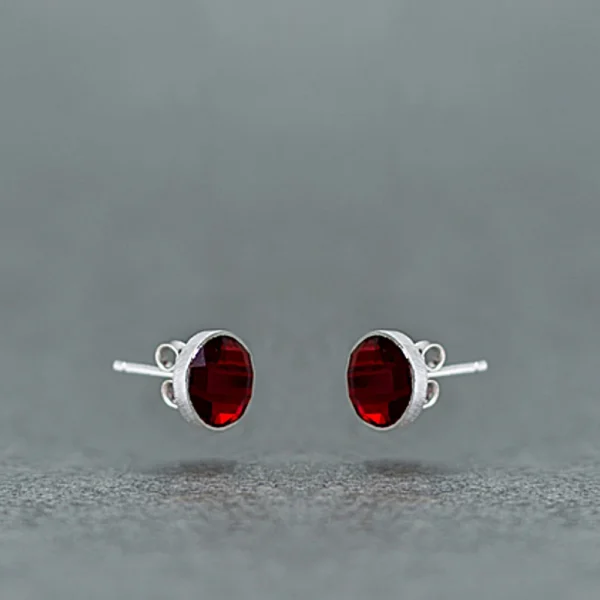 Sterling Silver Earrings with Red Onyx