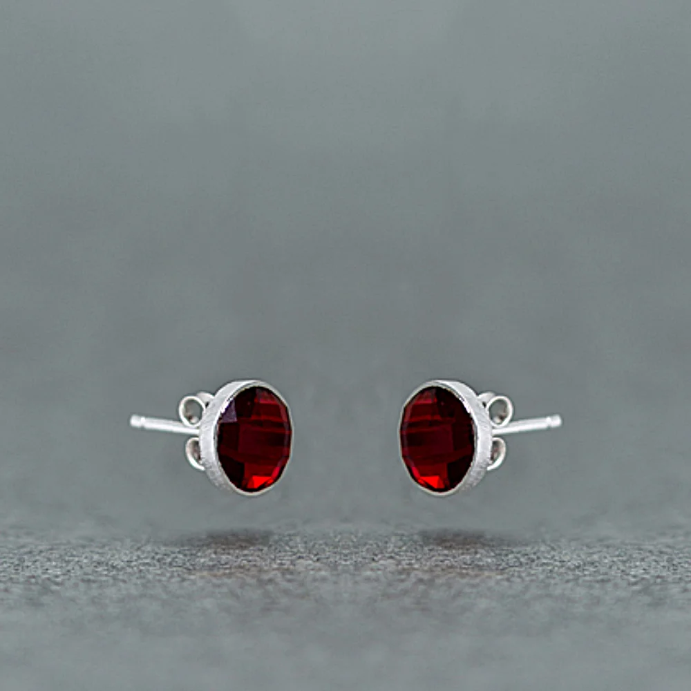 Sterling Silver Earrings with Red Onyx