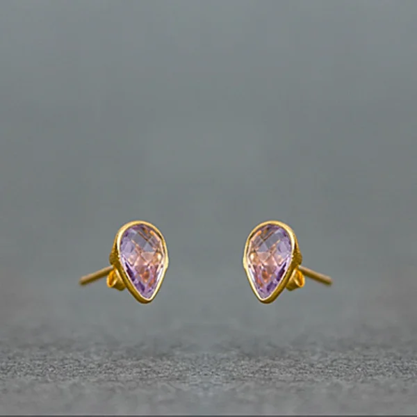 Sterling Silver Gold Plated Earrings with Amethyst