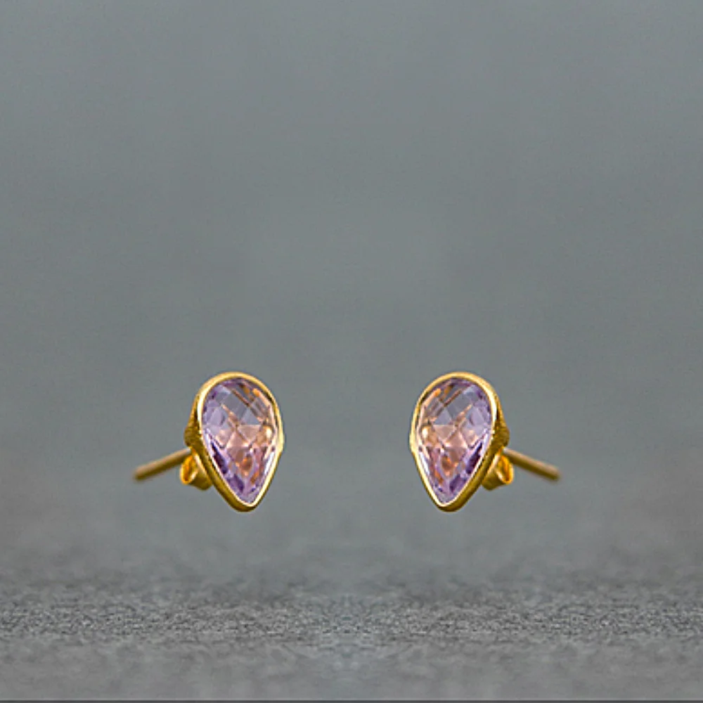 Sterling Silver Gold Plated Earrings with Amethyst