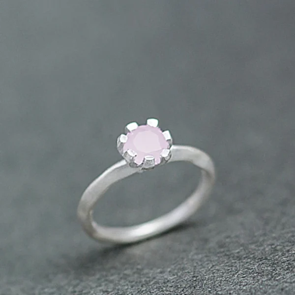 pink stone sterling silver ring