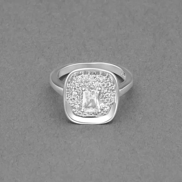 Sterling silver ring with Cushion cut diamond