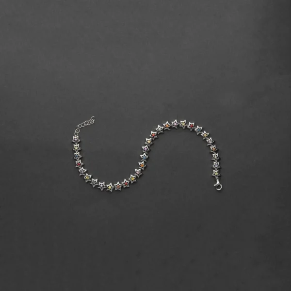 Silver star gemstone bracelet