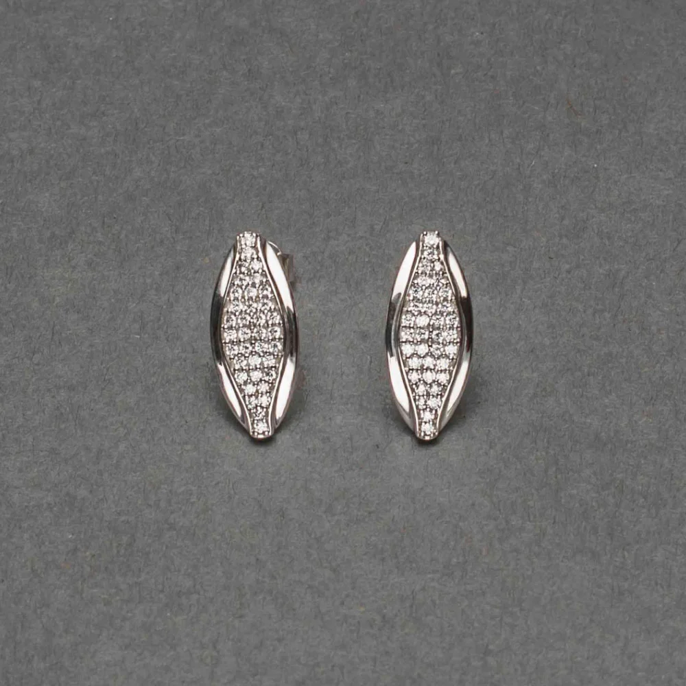 Sterling Silver Rhodium Plated Earrings with Diamonds