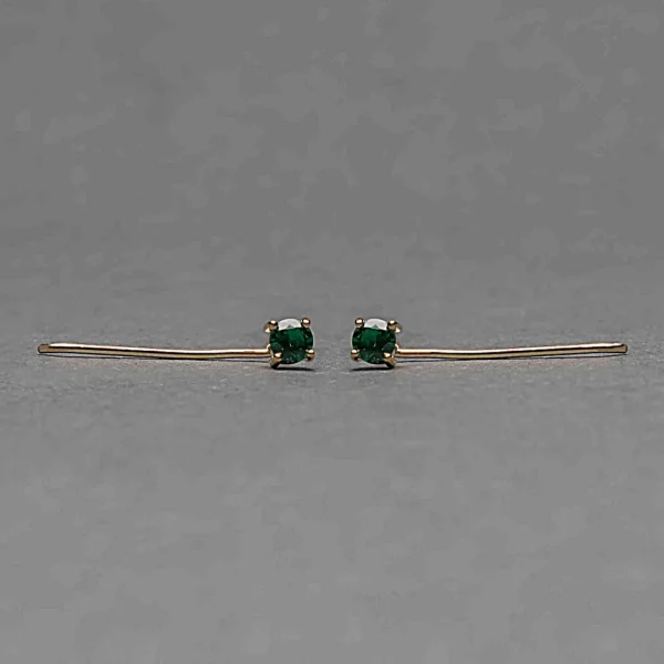 Sterling Silver Gold Plated Earrings with Natural Emeralds