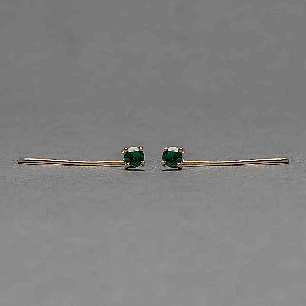 Sterling Silver Gold Plated Earrings with Natural Emeralds