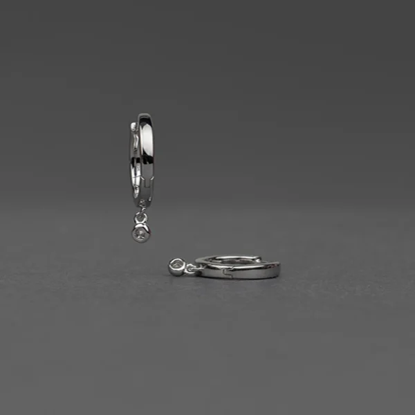 Diamond drop hoop earrings