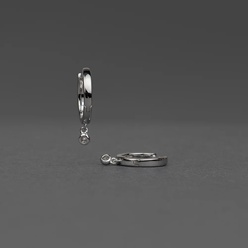 Diamond drop hoop earrings