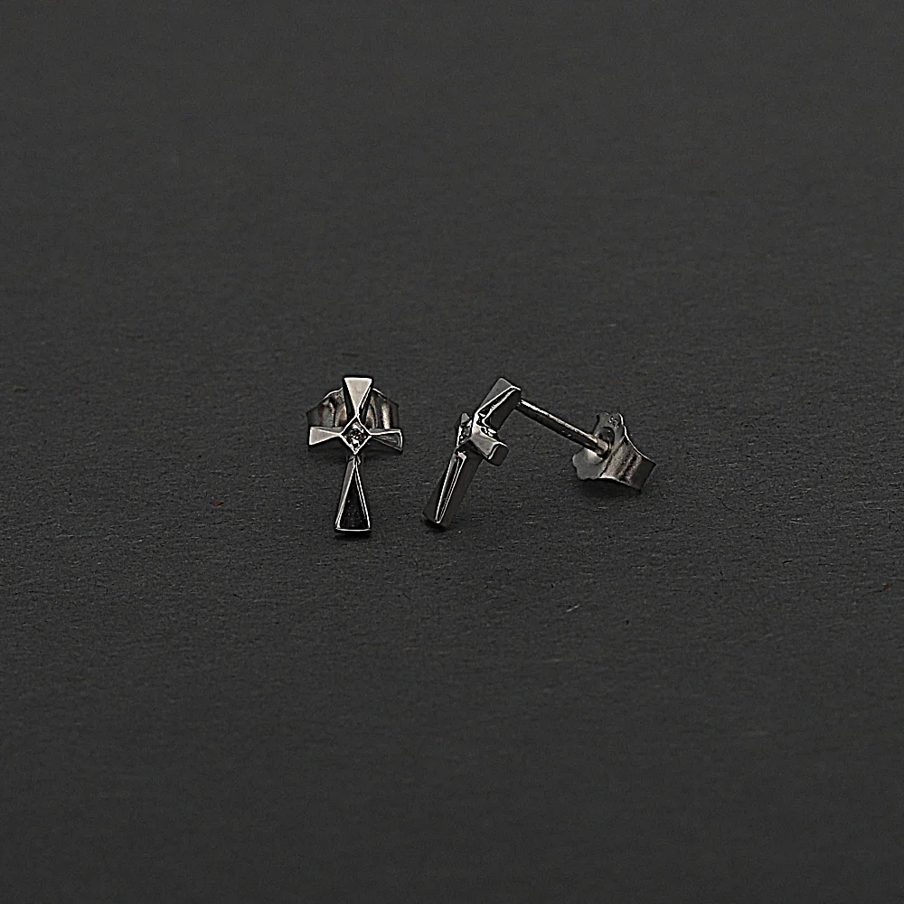 Diamond accent cross stud earrings