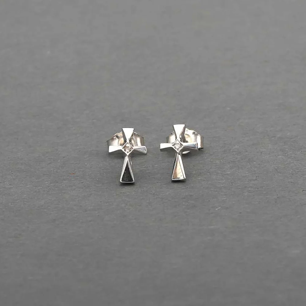 Cross earrings with small diamond