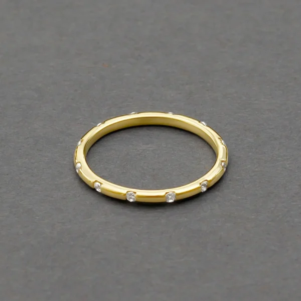 Gold plated Sterling Silver RING WITH consecutive stones/diamonds
