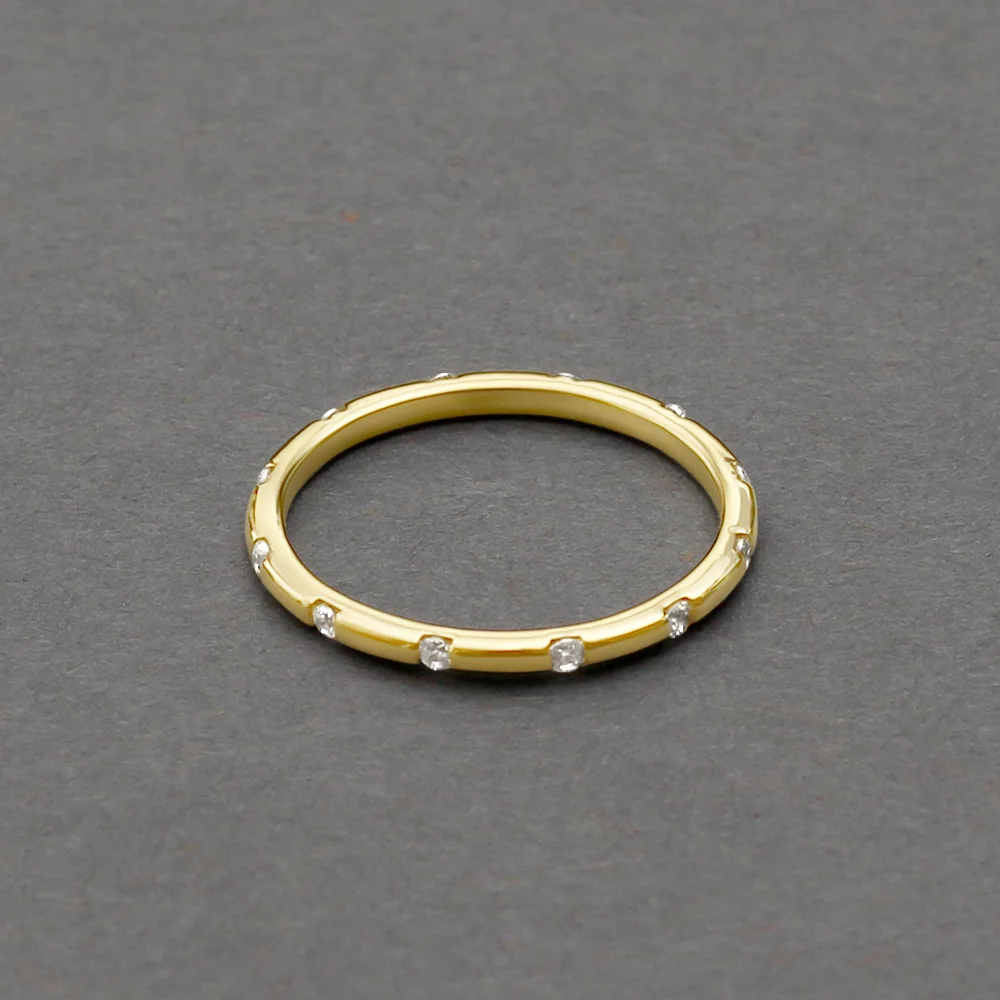 Gold plated Sterling Silver RING WITH consecutive stones/diamonds