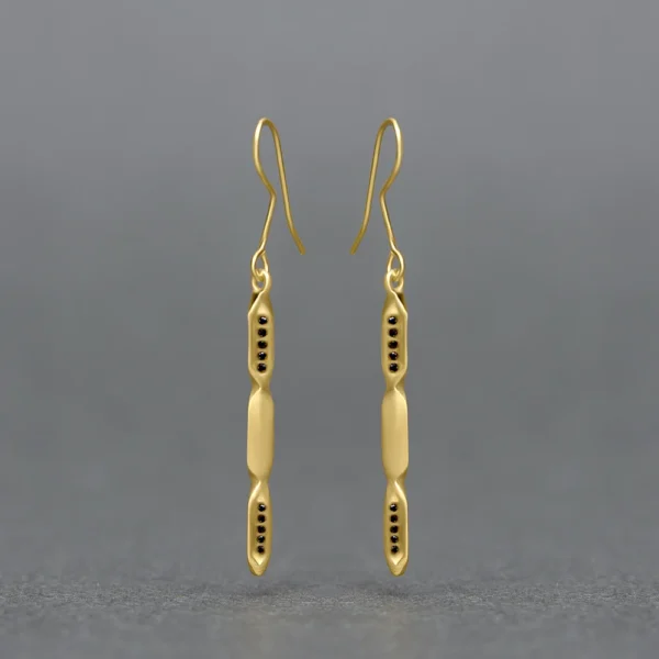 Sterling Silver Gold Plated Earrings With Black Spinel