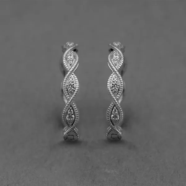 Silver twisted infinity earrings with Diamonds