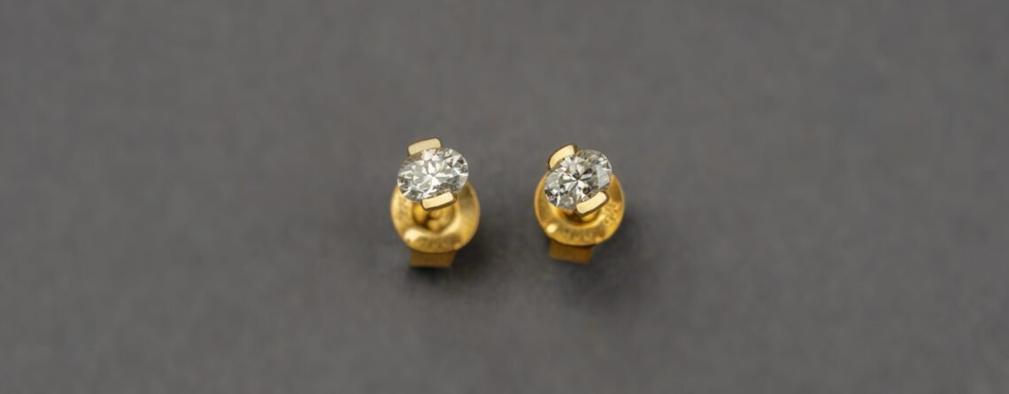 Gold-plated diamond studs from a Responsible Jewelry Council manufacturer, crafted by a Responsible Jewelry Council vendor