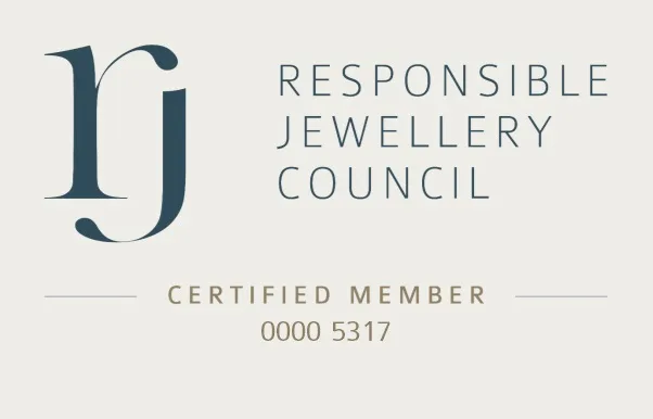 Logo indicating membership in the Responsible Jewellery Council, symbolizing commitment to ethical sourcing and sustainability in the jewelry industry.