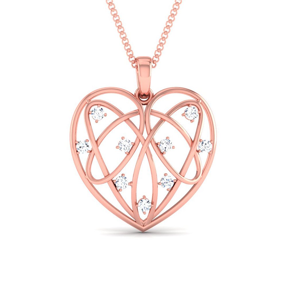 heart Celtic circular knots 925 Sterling Silver pendant with lab grown Diamonds