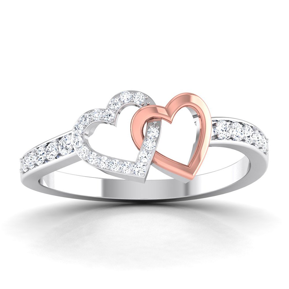 knotted hearts Sterling Silver Ring with lab grown Diamonds