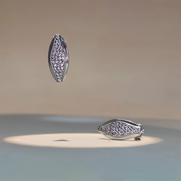 Marquise-Shape Diamond Pavé Huggie Earrings