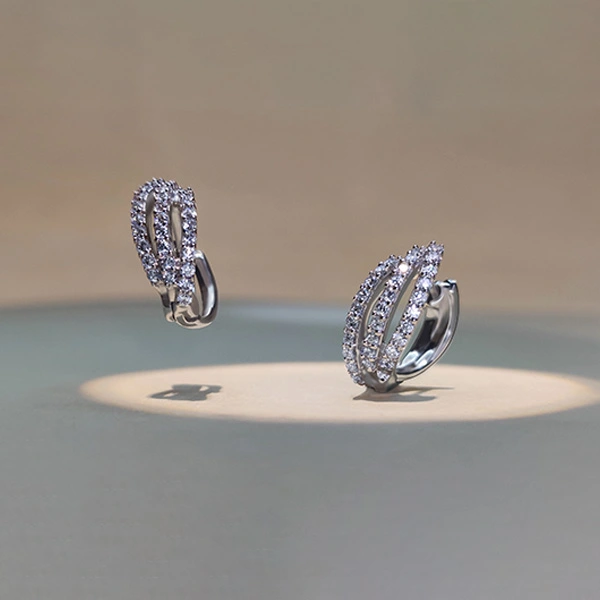 Triple Row Diamond Hoop Earrings – Wholesale & Custom Manufacturing