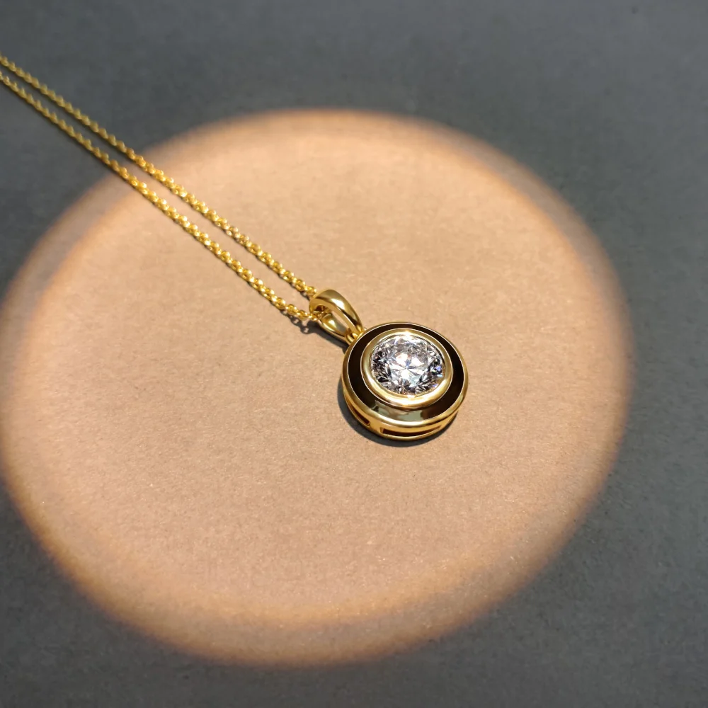 gold , silver diamond pendent and necklace
