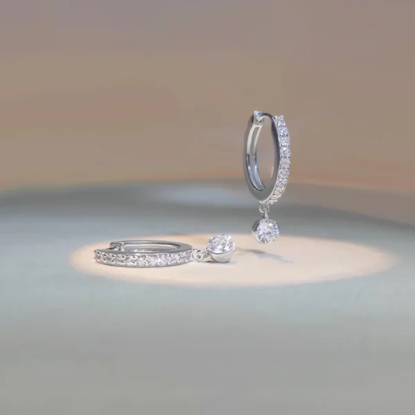 KE ER 14693 aas Small hoop earrings with lab grown diamond drop in sterling silver wholesale supply