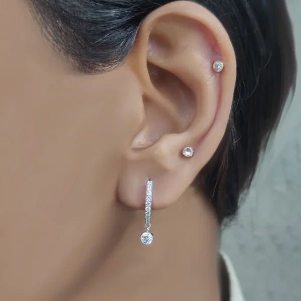 Sterling silver lab grown diamond hoop earrings with round solitaire drop B2B supplier